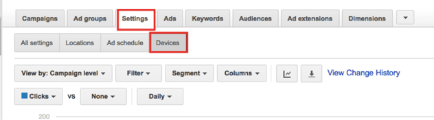 adwords device settings