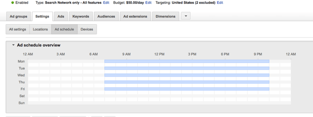 adwords ad scheduling